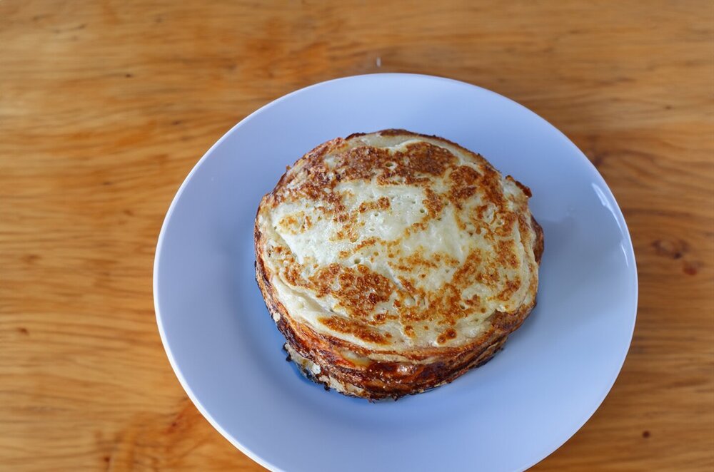 Thick pancakes with milk
