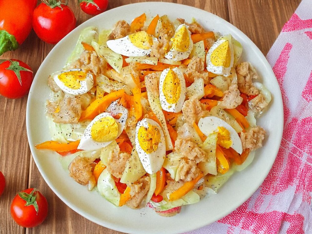 Cabbage, Cucumber, and Pollock Roe Salad