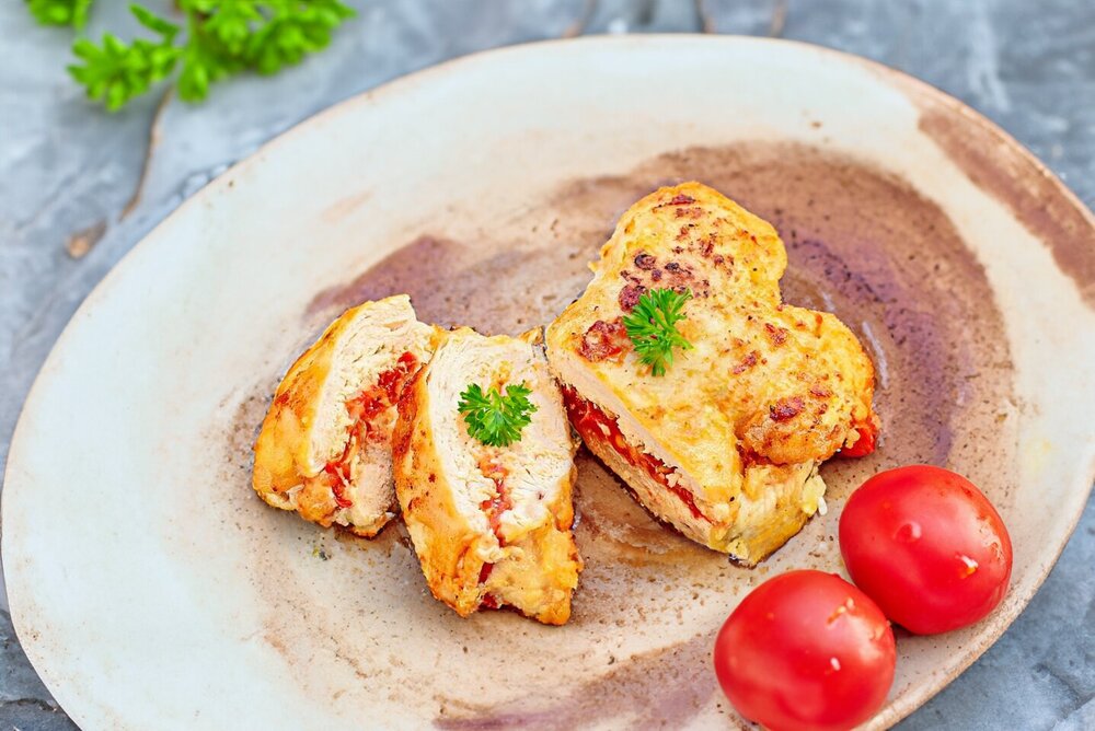 Chicken Fillet with Cheese in a Skillet