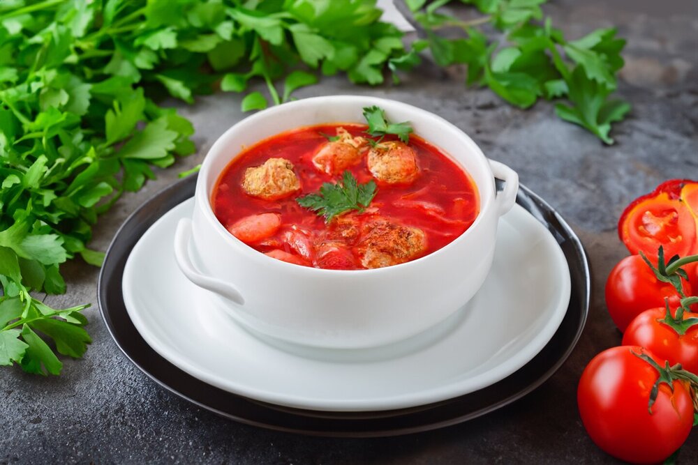 Borscht with Meatballs