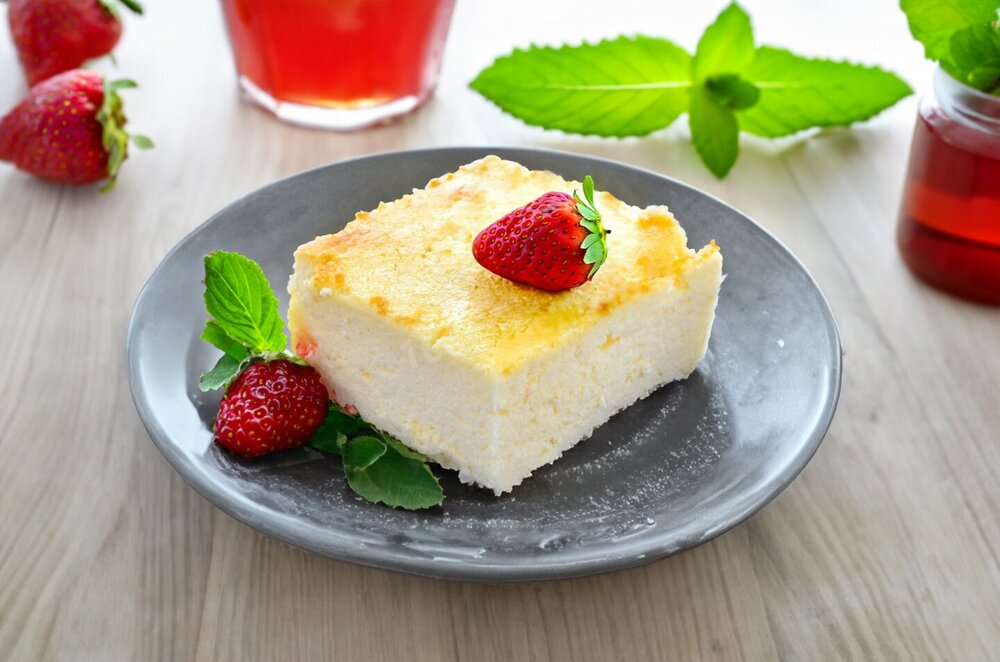 Cottage Cheese Casserole with Starch in the Oven