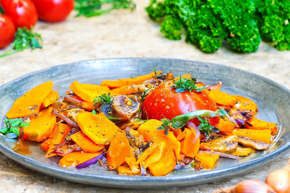 Baked Pumpkin with Mushrooms