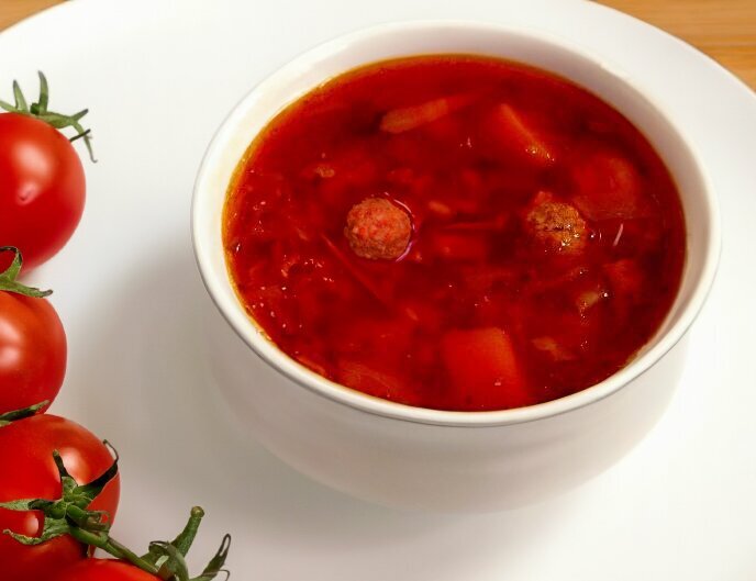 Siberian Borscht with Meatballs and Tomato Paste