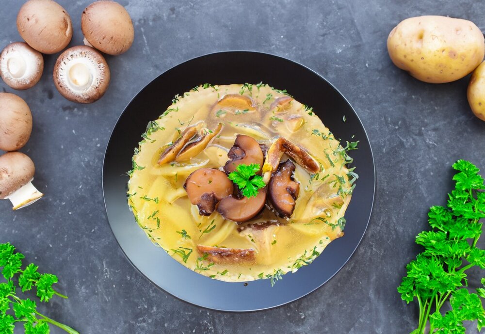 Fresh Porcini Mushroom Soup with Potatoes
