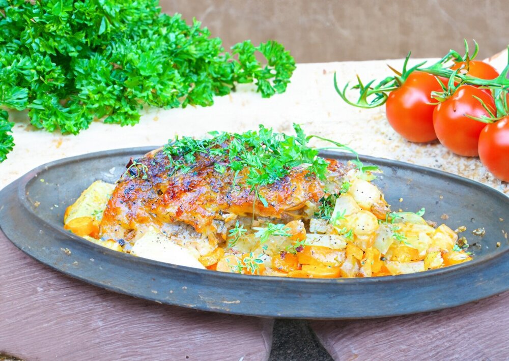Wild Boar Meat Baked in the Oven