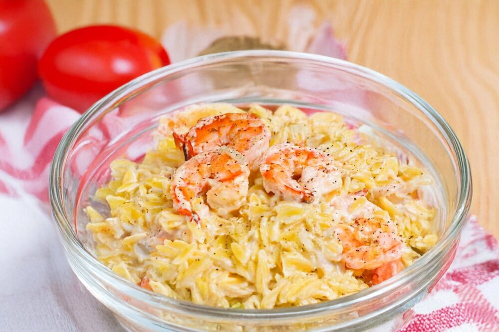 Creamy orzo with shrimp