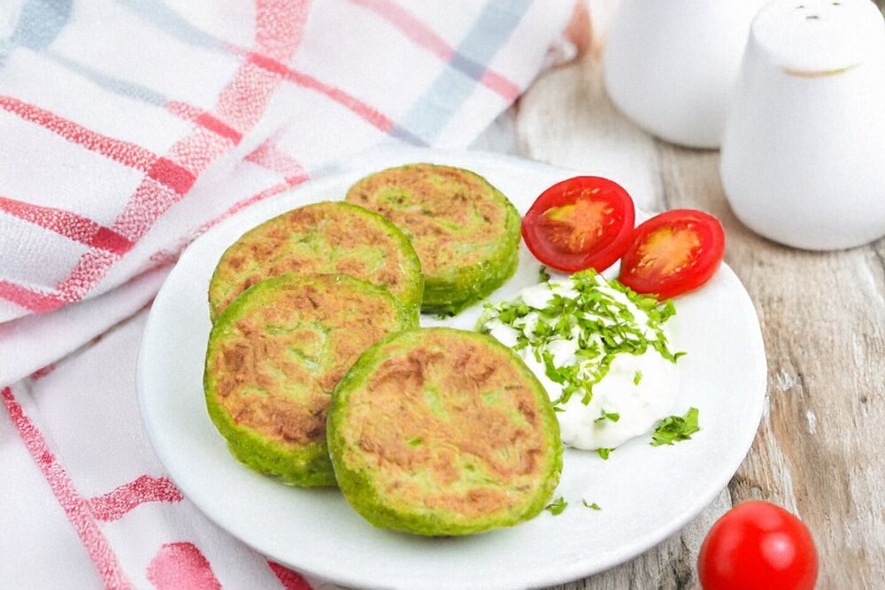 Cottage Cheese Pancakes with Spinach