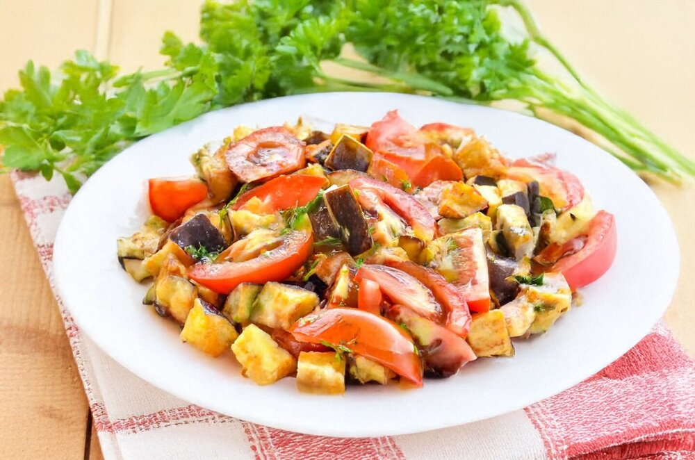 Crispy Eggplant with Tomatoes and Soy Sauce